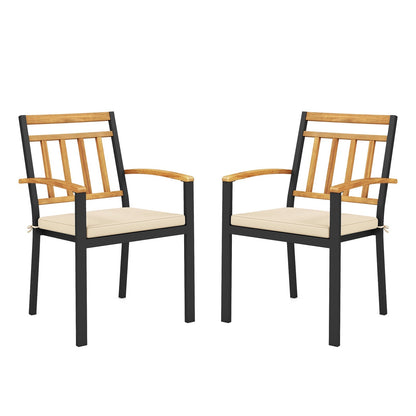 Set of 2 Patio Dining Chairs with Removable Padded Cushions