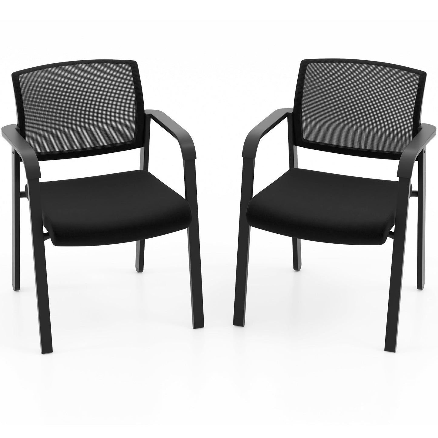 Set of 2 Stackable Reception Room Chairs with Padded Seat-Black