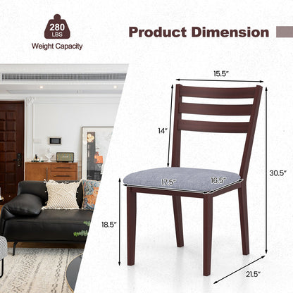 Set of 2 Upholstered Armless Kitchen Chair with Solid Rubber Wood Frame