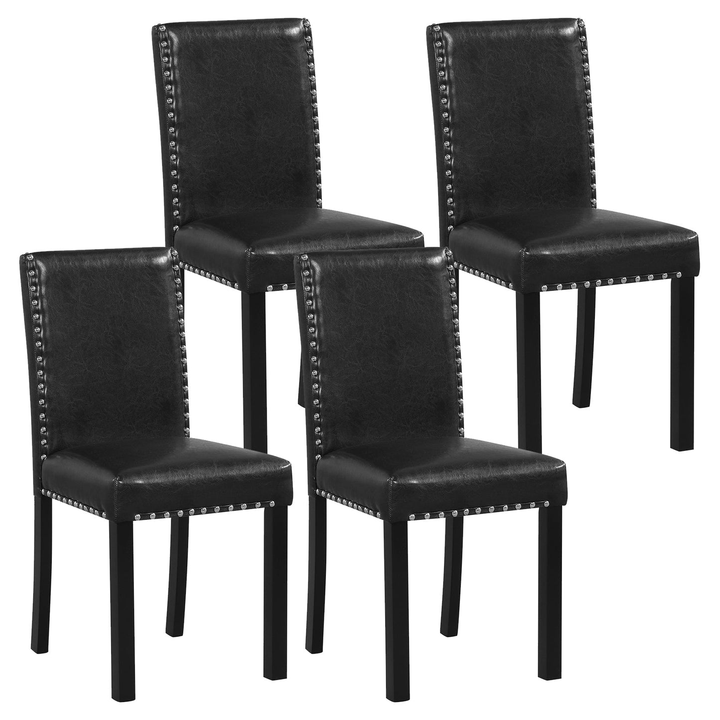 Set of 4 Dining Chairs with Solid Rubber and Wood Legs