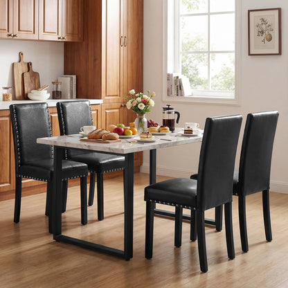 Set of 4 Dining Chairs with Solid Rubber and Wood Legs