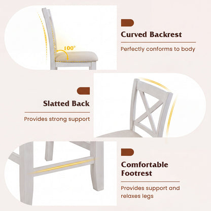 Counter Height Bar Stools Set of 4 with Footrest - White