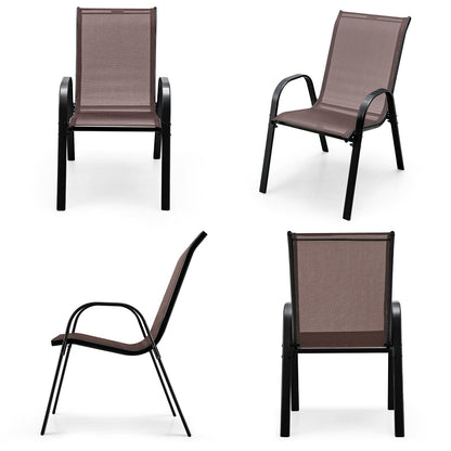 4 Pieces Stackable Patio Dining Chairs Set with Armrest
