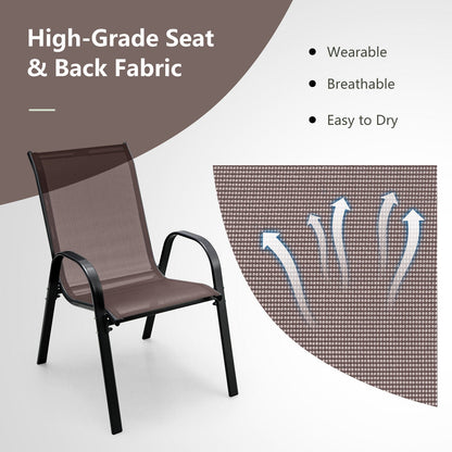 4 Pieces Stackable Patio Dining Chairs Set with Armrest