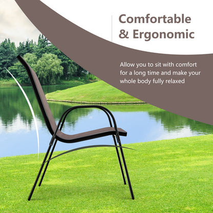 4 Pieces Stackable Patio Dining Chairs Set with Armrest