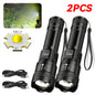 Tactical LED Flashlight — USB-C Rechargeable, Zoomable, Waterproof
