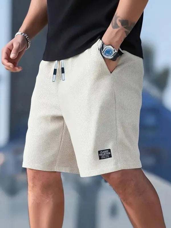 Men's Casual Beach Knit Shorts - Polyester Solid Regular Fit