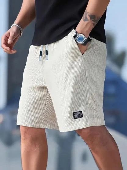 Men's Casual Beach Knit Shorts - Polyester Solid Regular Fit