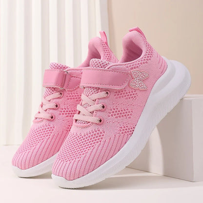 Girls’ Casual Sneakers with Polyester Upper, Sizes 28–40