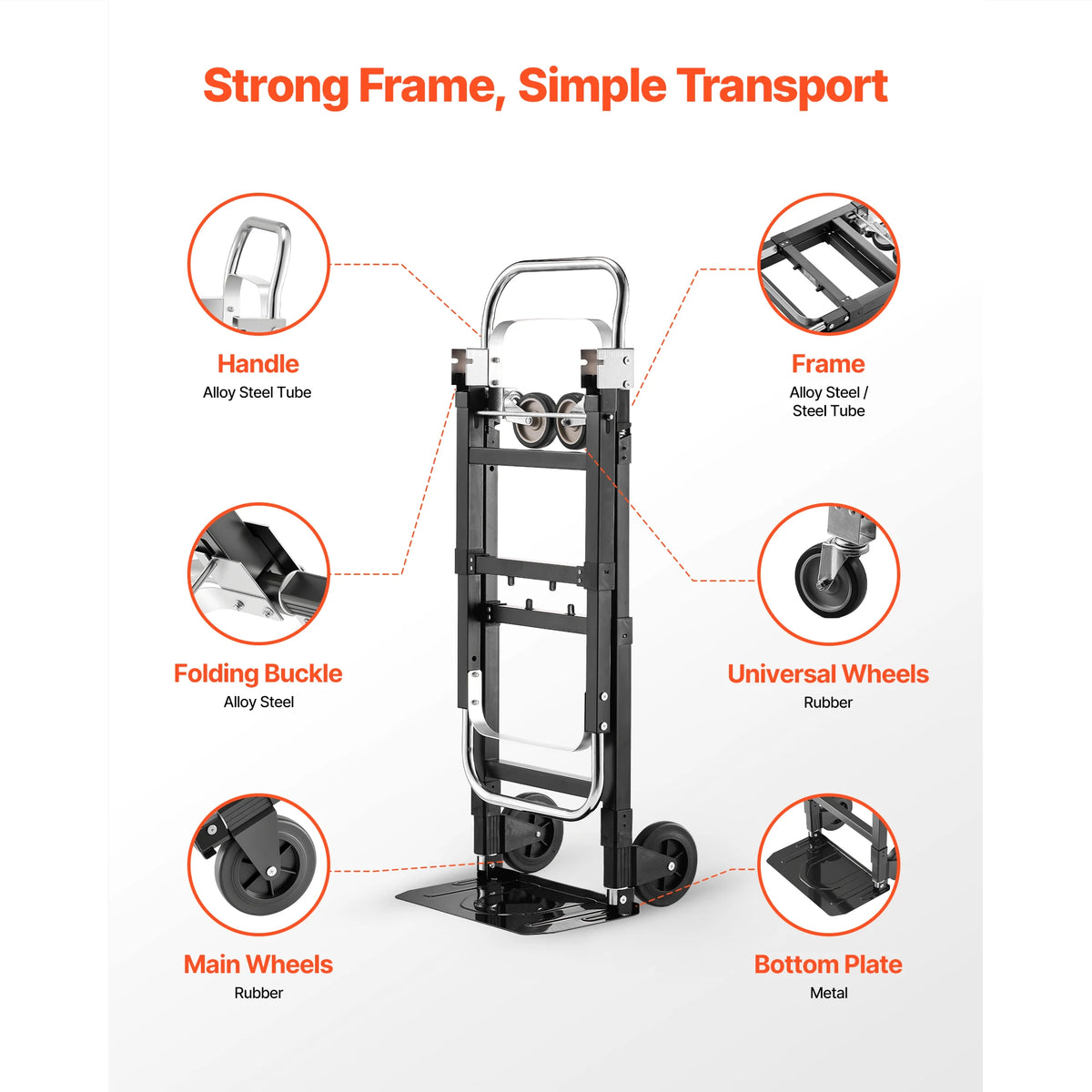 SucceBuy 2-in-1 Folding Hand Truck, 500 lb Capacity
