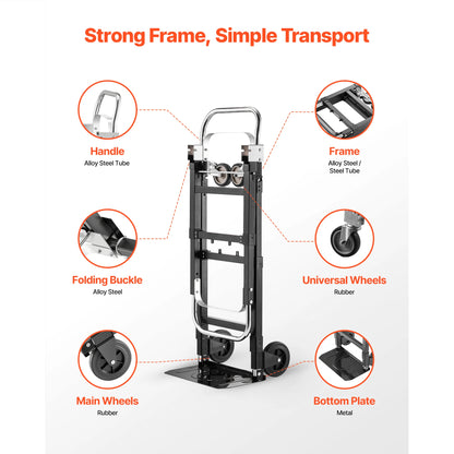 SucceBuy 2-in-1 Folding Hand Truck, 500 lb Capacity