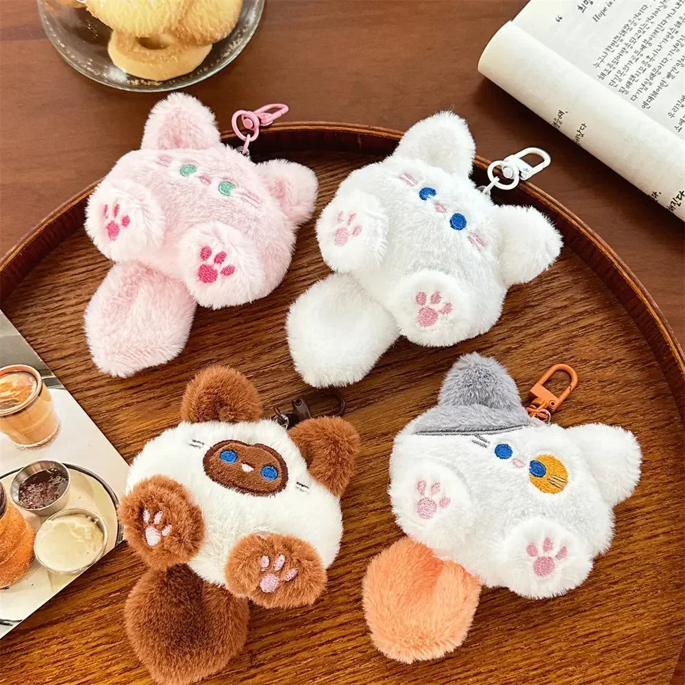 Plush Cat Keychain - Cute Kitten Bag Charm for Backpacks, Purses & Car Mirror
