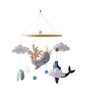 Crib Mobile Rattle Wooden Baby Bell with Felt Cartoon Bear Toys