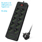 EU Power Strip 2500W — 10-Outlet Extension with Safety Master Switch, 6 USB Ports incl. USB-C, 2m (6.6 ft) Cord, EU Plug