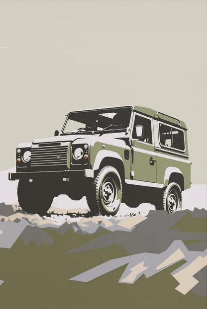 L-and-R-over Defender 90 Offroad Poster Classic Retro Automotive Poster Canvas Prints Classic Off-road Vehicle Aesthetic Print