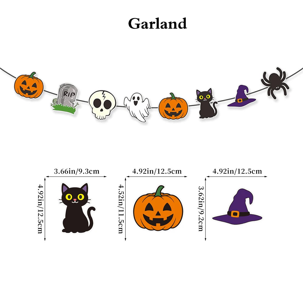 Halloween Party Decoration Set, Banner, Garland, Spider Web and More