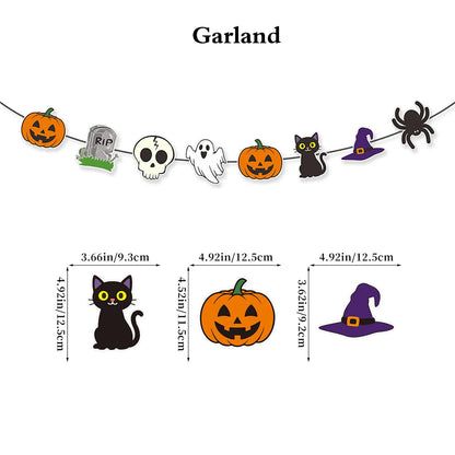 Halloween Party Decoration Set, Banner, Garland, Spider Web and More