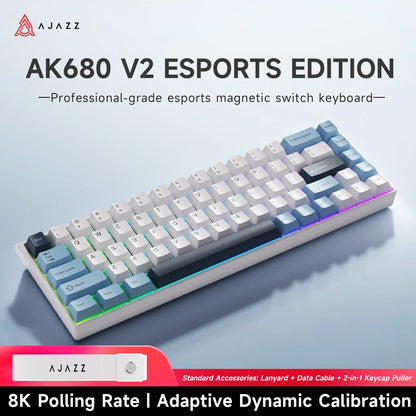 68‑Key 60% Magnetic Switch Mechanical Gaming Keyboard – Hot‑Swappable, 0.01mm Rapid Trigger, RGB Backlight, Wired USB
