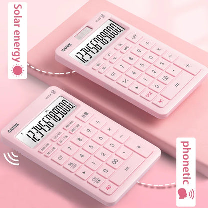 12-Digit Solar Calculator Large Key Portable Financial & Business Calculator for Students