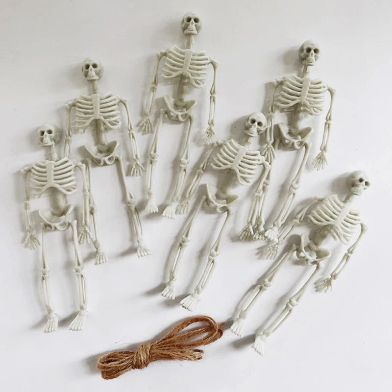 6-Piece Plastic Skeleton Pendant Decorations for Halloween