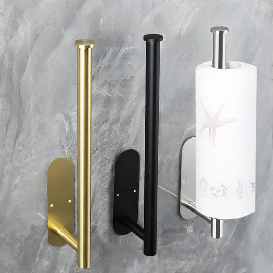 Stainless Steel No-Drill Self-Adhesive Wall-Mount Paper Towel & Toilet Roll Holder