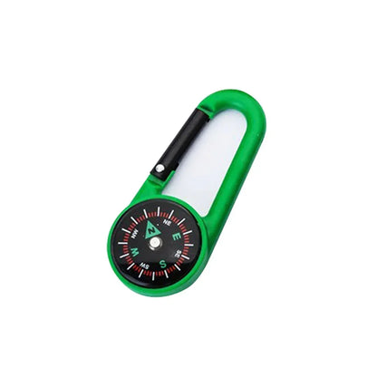 Mini Compass Carabiner Keychain — Camping & Hiking Backpack Buckle Survival Tool