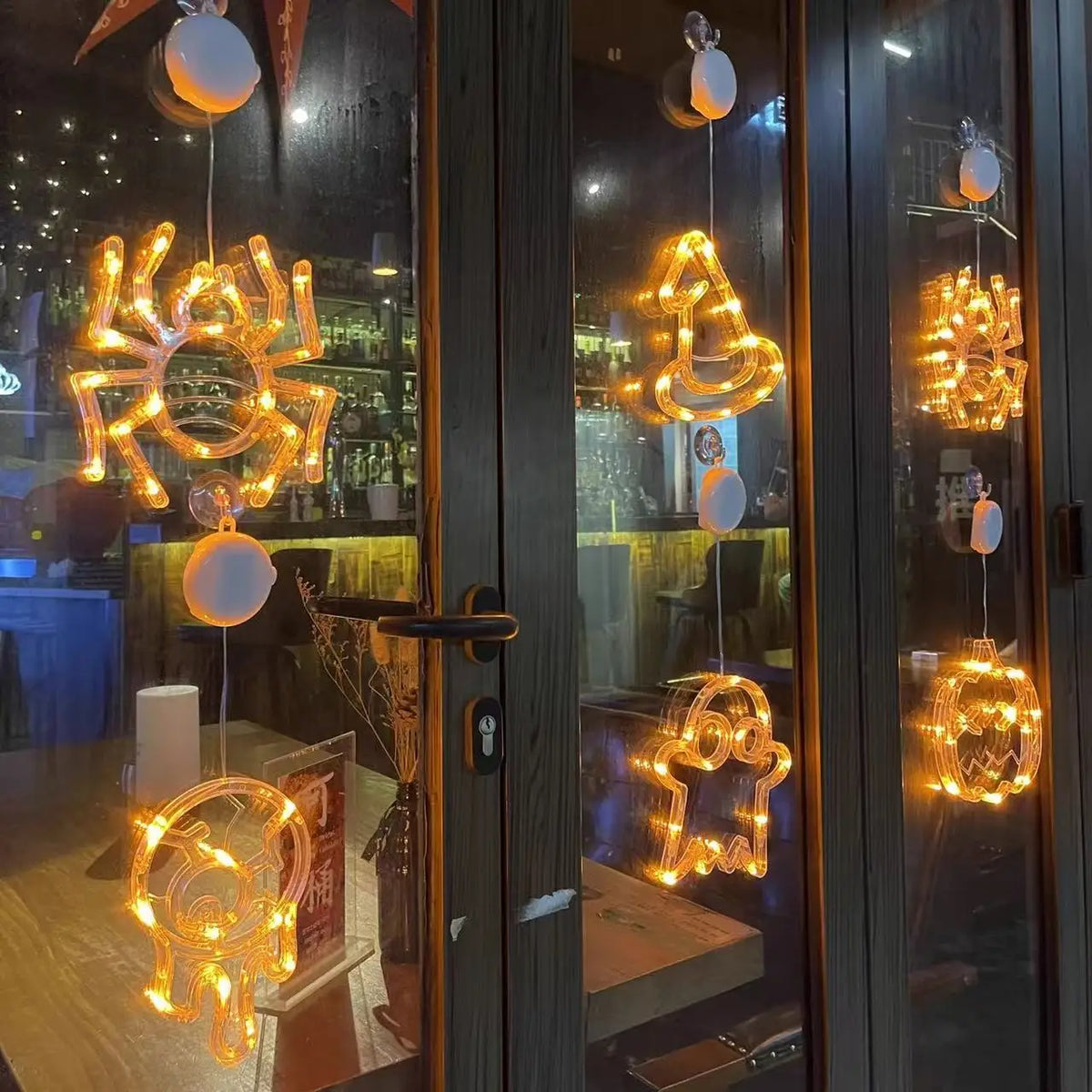 Halloween Window Light with Suction Cup – Battery-Operated Pumpkin & Ghost Hanging Decor for Home, Door & Window Display – 7 Designs