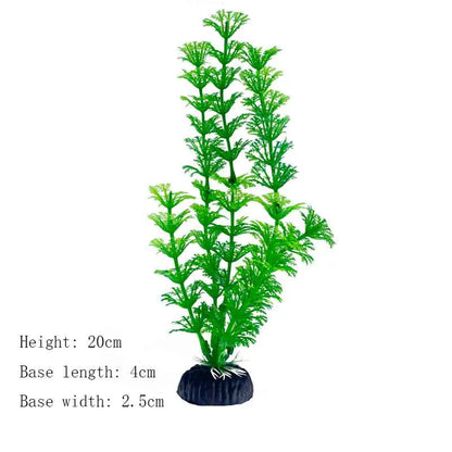 Artificial Aquarium Plants – Plastic Underwater Green Shrubs with Resin Base, Fish Tank Decoration
