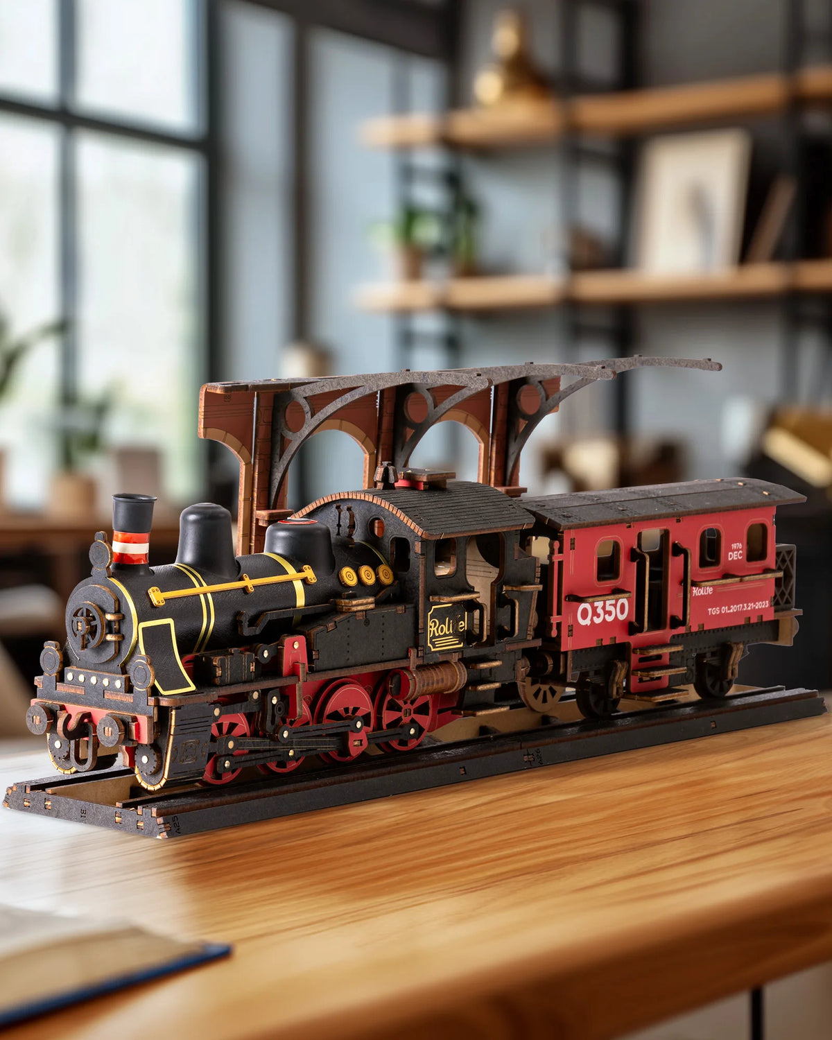 Robotime Steam Train 3D Wooden Model Kit – 405-Piece DIY Puzzle for Adults & Teens