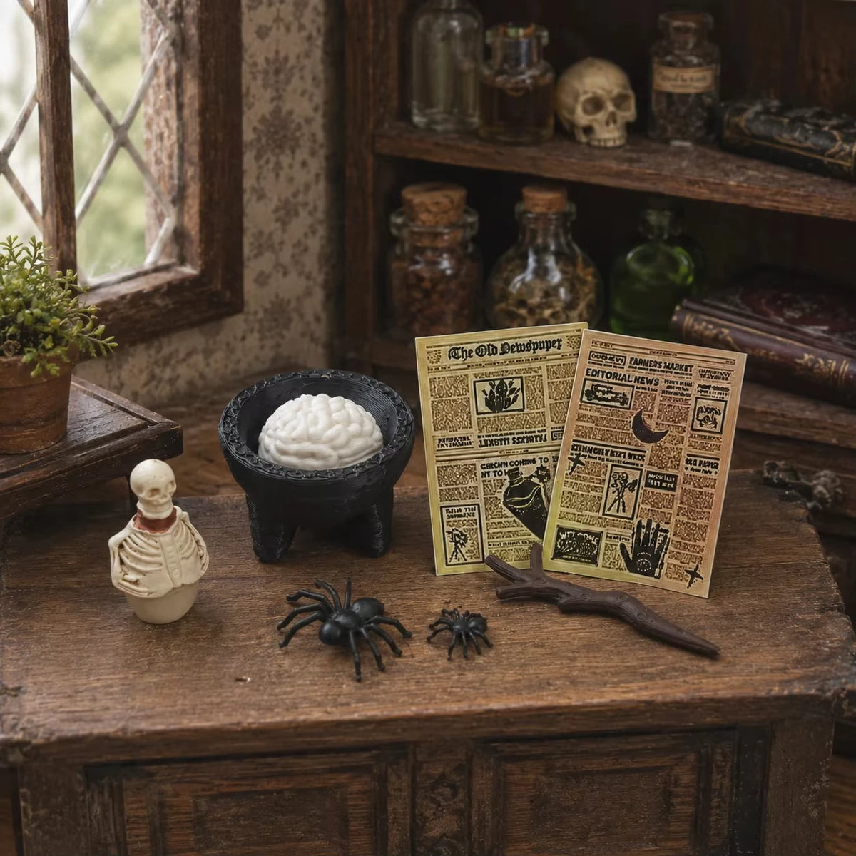 Miniature Halloween Skeleton Dollhouse Decoration Set