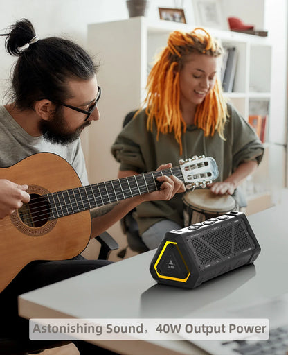 Portable 40W Bluetooth 5.3 Speaker IP67 Waterproof Stereo TWS Micro SD RGB Lights USB-C
