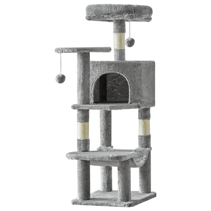 JHK 44" 4-Tier Cat Tree Tower - Condo, Hammock, Sisal Posts, 2 Platforms, 2 Swinging Balls, Anti-Tip, 44lb Rated, Multi-Cat