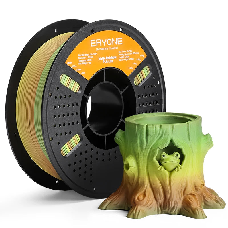 ERYONE PLA Lite Rainbow 3D Printer Filament - 1.75mm Colour-Changing Gradient, 1kg Spool, Matte and Gloss Finishes