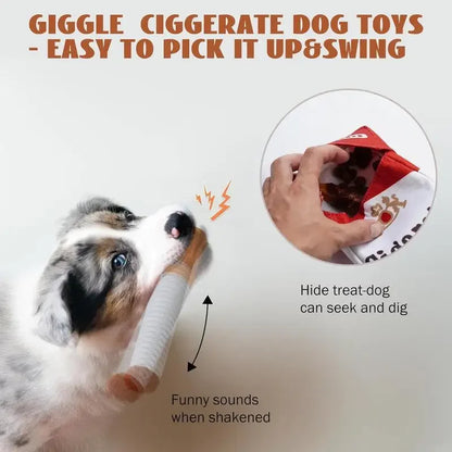 Funny Plush Squeaky Chew Toy Cigarette Design for Small & Medium Dogs, Interactive Pet Gift