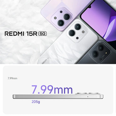 XIAOMI/REDMI 15R original smart thin and thin 5G mobile phone 8GB+256GBn memory/6000mAh long standby IP64 waterproof and dustpro