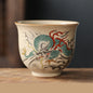 Handmade Zodiac Ceramic Teacup 110ml (3.7 fl oz) Vintage Pottery Tea Bowl for Meditation & Gongfu Tea