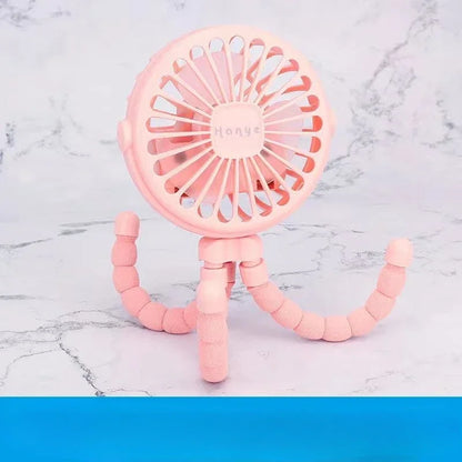 USB Rechargeable Folding Handheld Fan - Portable Silent Mini Fan for Stroller, Desk & Neck