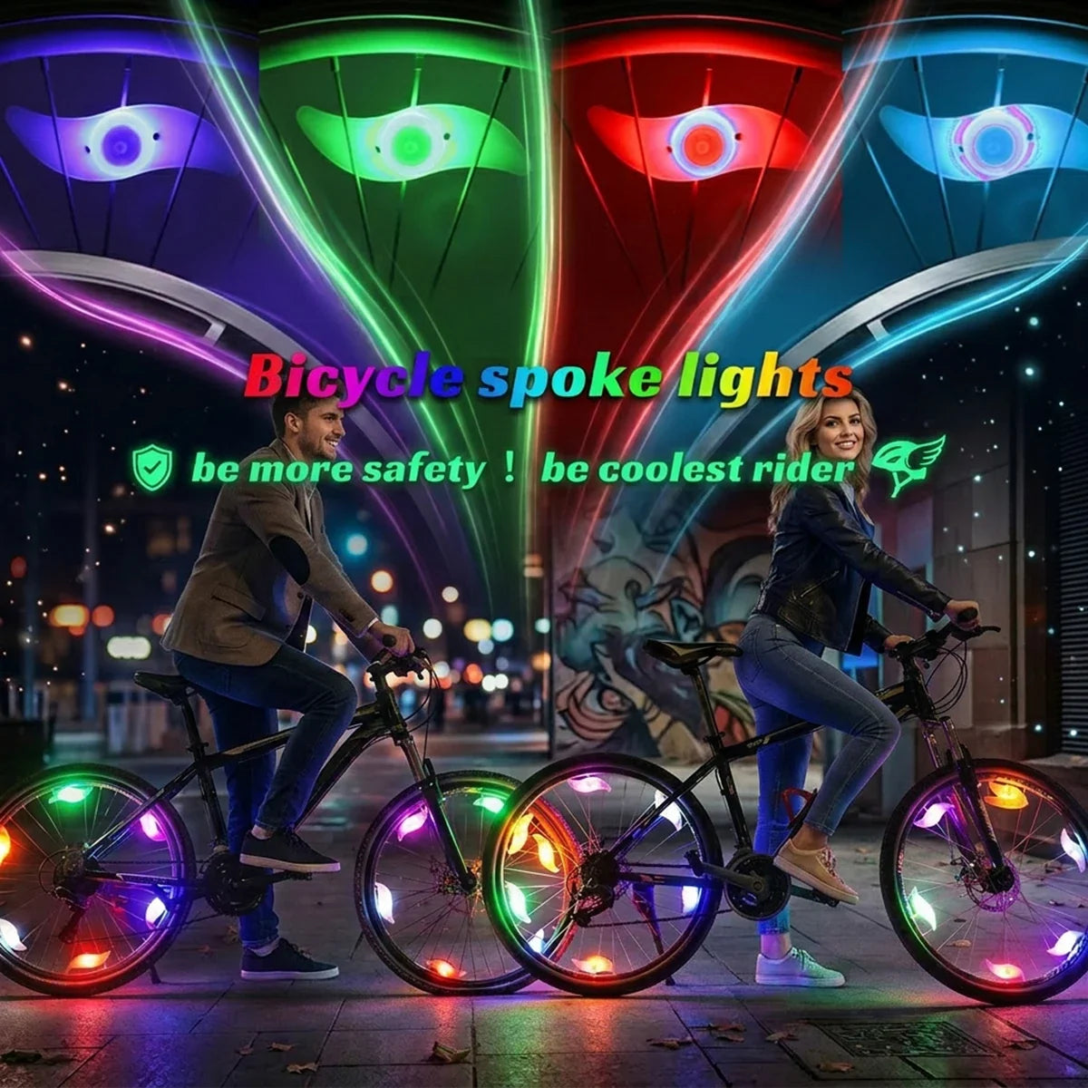 Bicycle Spoke Lights IP67 Waterproof LED Bike Wheel Lights Colorful Cycling Wheel Spoke Lamp Safety Warning Bike Accessories