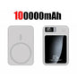 Magnetic Wireless Power Bank 100000mAh / 50000mAh – 22.5W Fast Charger, Portable Power Pack with LED Display, Type-C & Qi Wireless