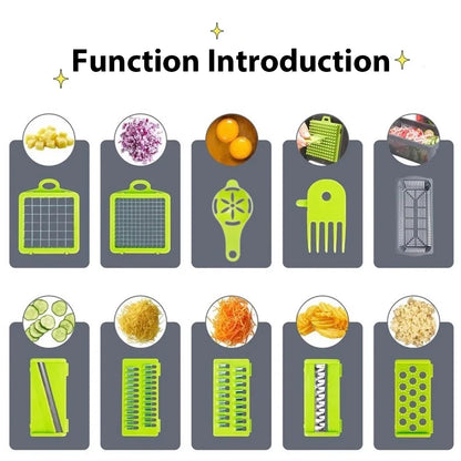 16-in-1 Multifunctional Vegetable Chopper & Kitchen Gadget, Grater, Egg Separator, Peeler, Slicer