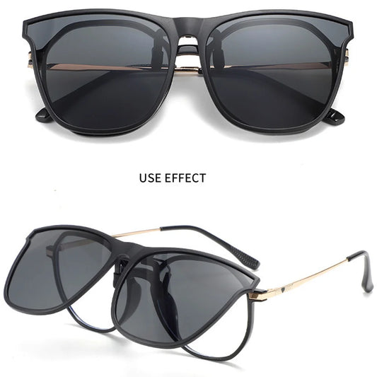Polarized Clip-On Sunglasses for Men UV400 Anti-Glare Driving Square Shades