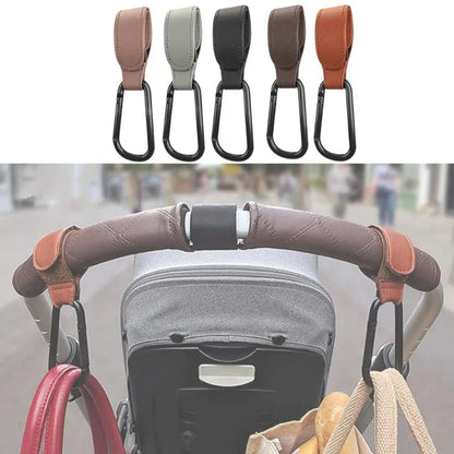 Baby Stroller Hook PU Leather Adjustable Pram Bag Hanger Travel Accessory