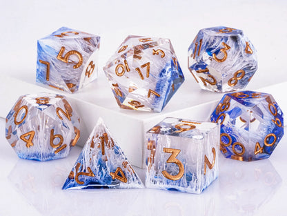 Handmade Resin 7-Piece D20 Polyhedral Dice Set for Dungeons & Dragons & Tabletop RPGs