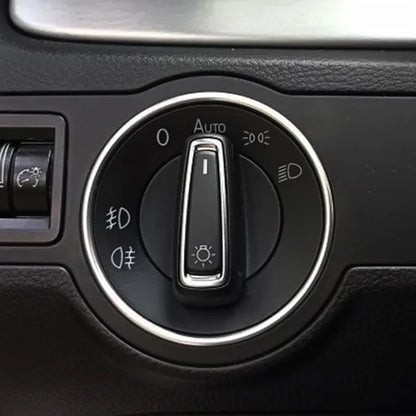 Metal Headlight Switch Trim Ring - Car Interior Switch Cover for Golf Passat Polo