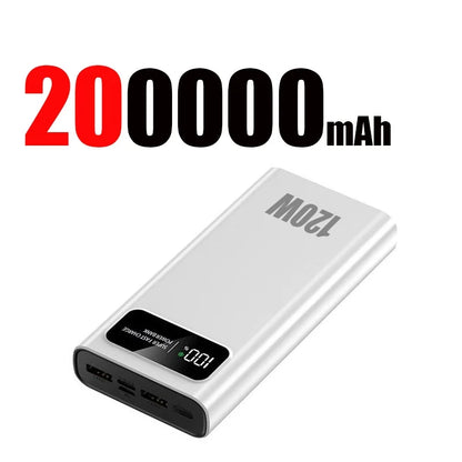 200000mAh 120W Fast Charging Power Bank with Digital Display for iPhone, Samsung & Huawei
