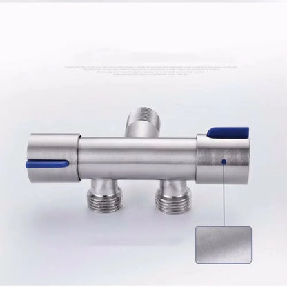 Double-Handle Stainless Steel Bathroom Faucet - Dual Control Cold Water Washing Machine Angle Valve
