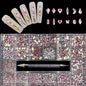 21 Grid Nail Art Rhinestone Set - Multi-Style Flat Bottom Glass Diamonds