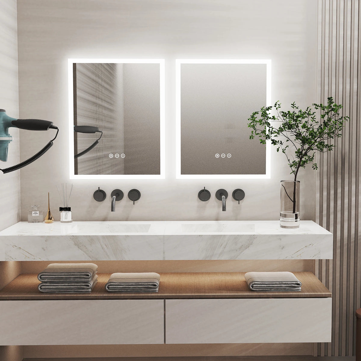 LED Bathroom Vanity Mirror with Defogger, 400 x 500 mm