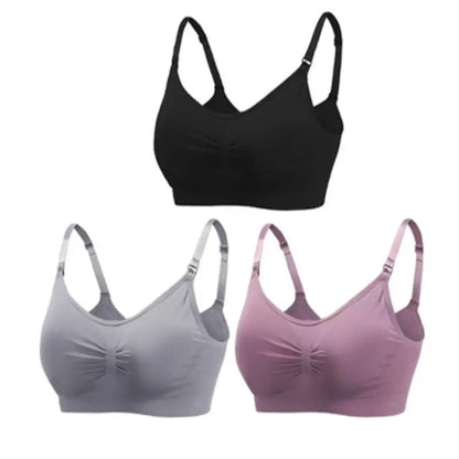 3-Pack Seamless Maternity Nursing Bras – Wireless Breathable Nursing Bra with Removable Pads & Front/Back Closure