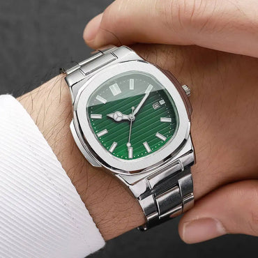 Luxury Men's Square Dial Alloy Strap Quartz Watch - Business & Casual